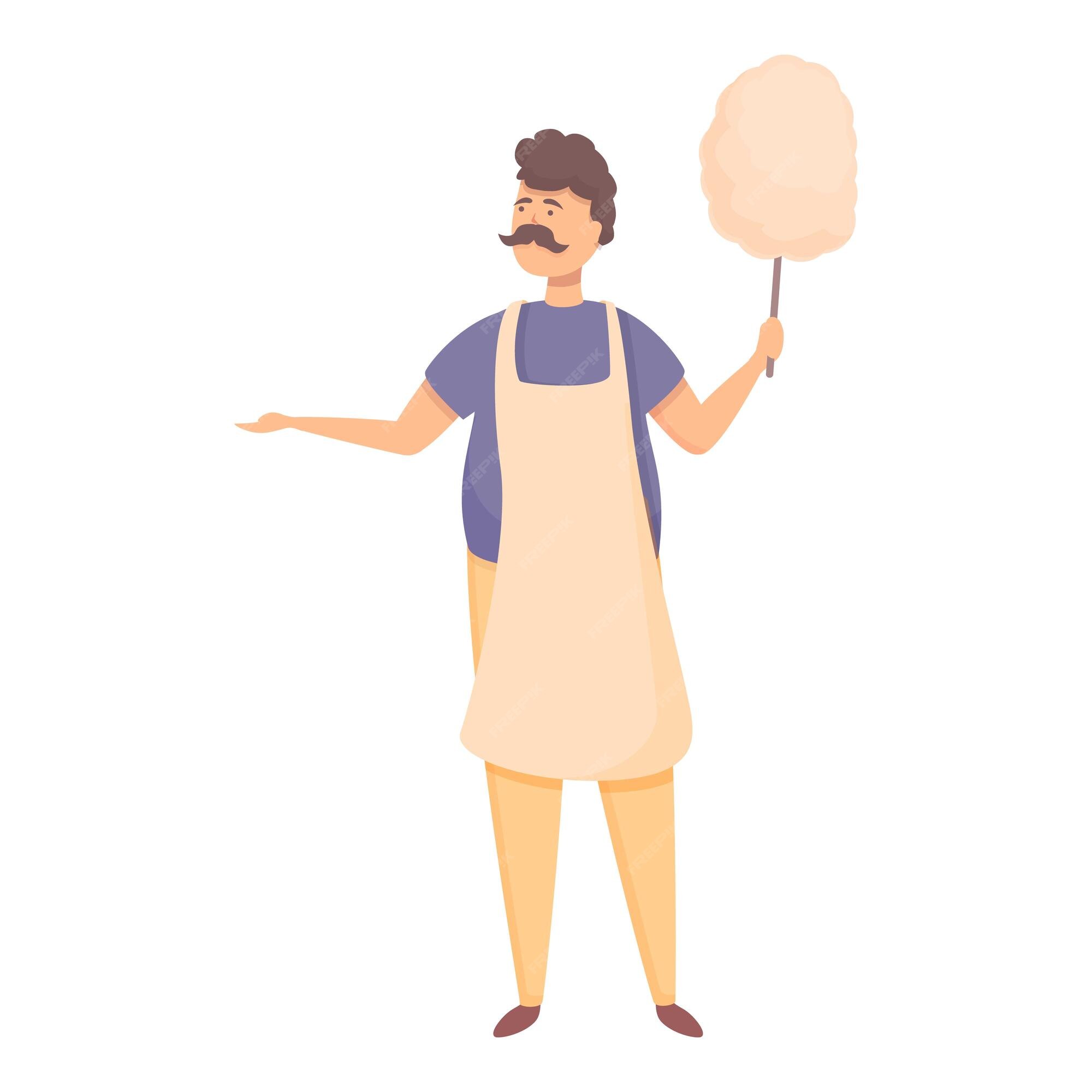 Premium Vector | Old cotton candy seller icon cartoon vector street