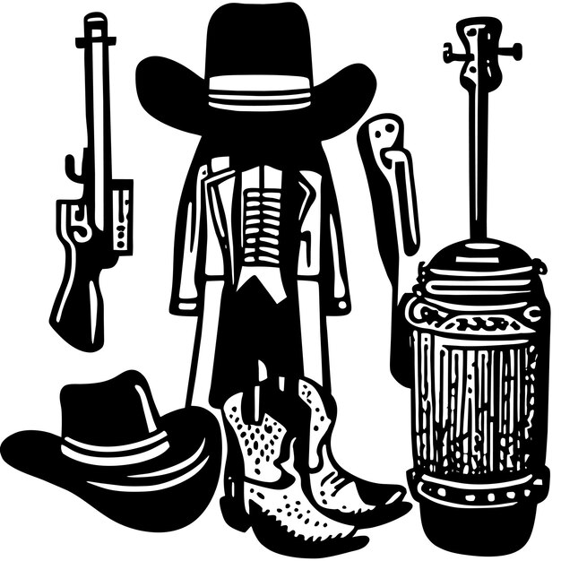 Vector old cowboy items vector illustration