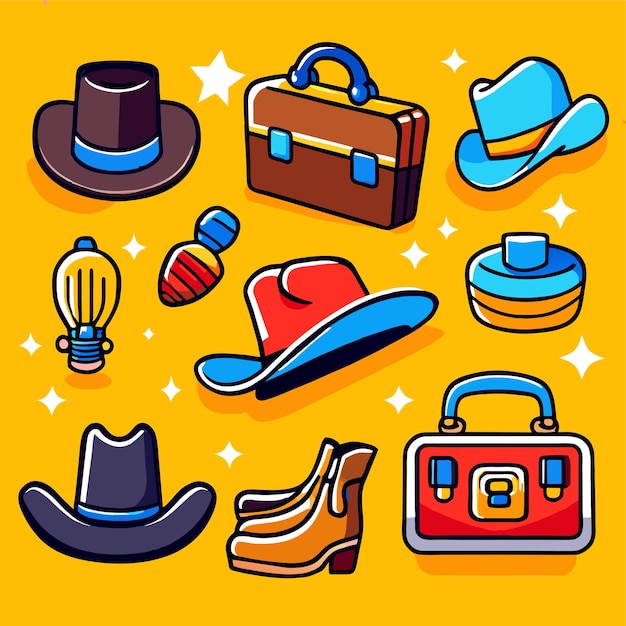 Old cowboy items vector illustration