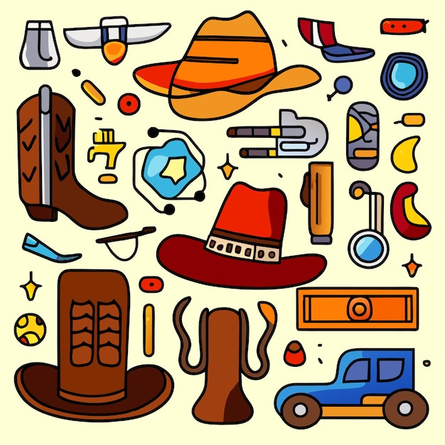 Vector old cowboy items