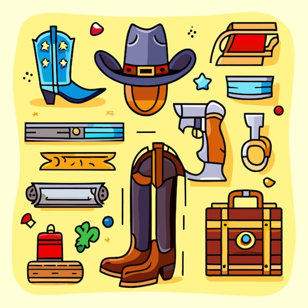 Vector old cowboy items