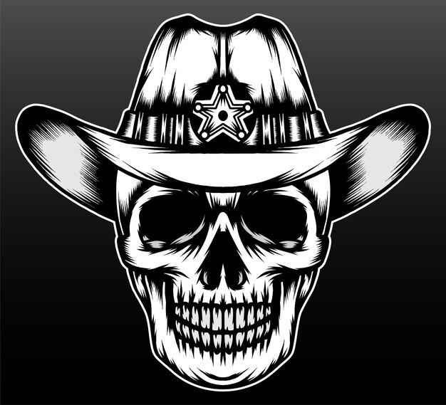 Old cowboy skull isolated on black