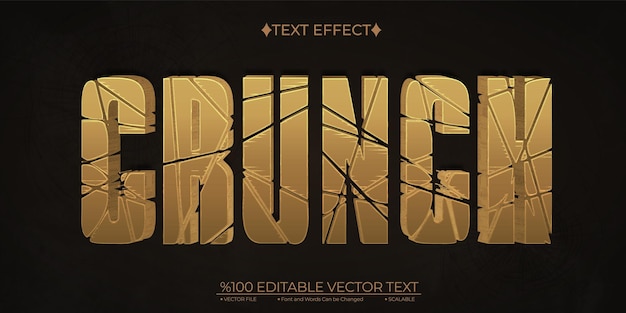 Vector old crunch editable vector 3d text effect