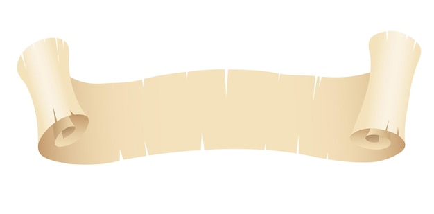 Vector old curly horizontal beige paper banner