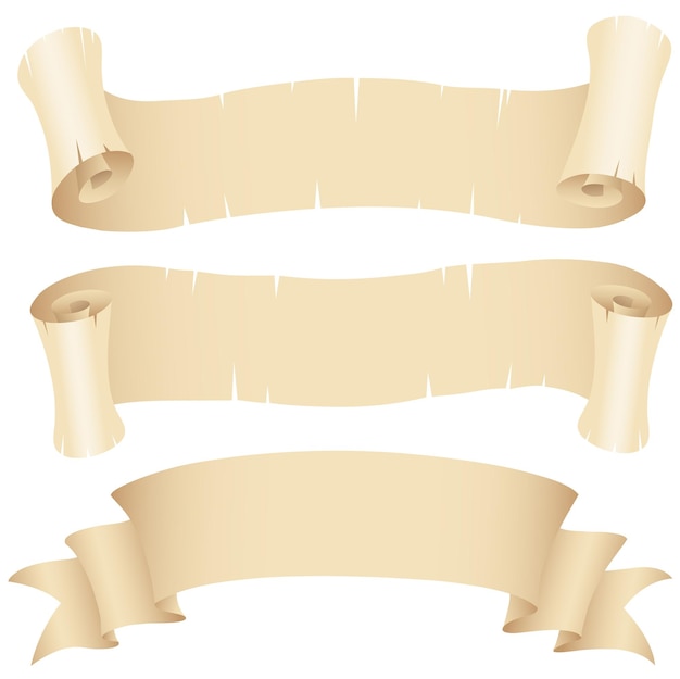 오래 된 곱슬 종이 배너 세트