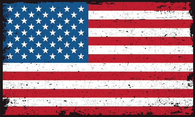 Vector old dirty american flag