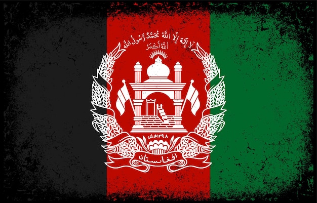 古い汚いグランジ ビンテージ アフガニスタン国旗イラスト