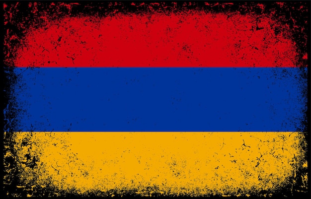 Старый грязный гранж винтажная иллюстрация национального флага армении