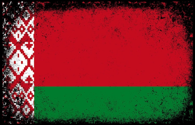 Old dirty grunge vintage belarus national flag illustration