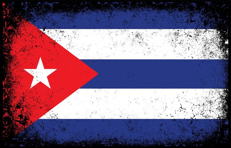 Old dirty grunge vintage cuba national flag illustration