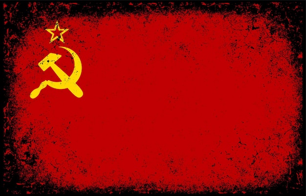 Vector old dirty grunge vintage soviet union national flag illustration