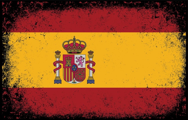 Old dirty grunge vintage spain national flag illustration