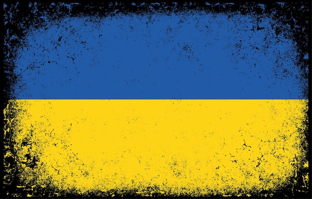 Old dirty grunge vintage ukraine national flag illustration