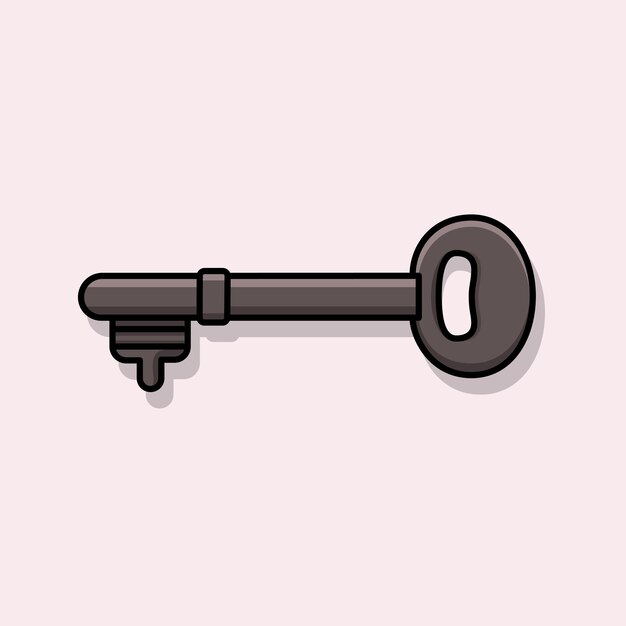 Old door key vector icon illustration isolated on light purple background