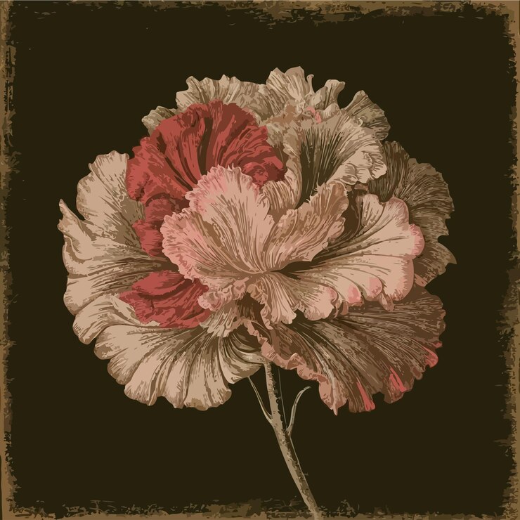 Vector old engraving flowers illustration