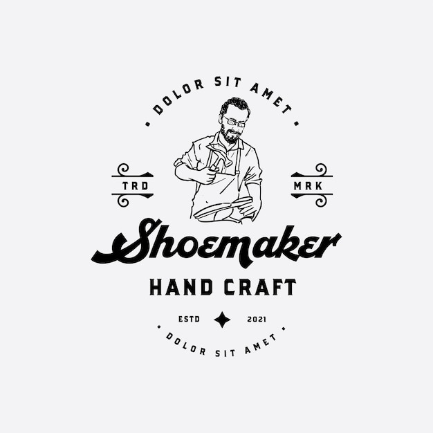 Old experience shoemaker hand drawn logo