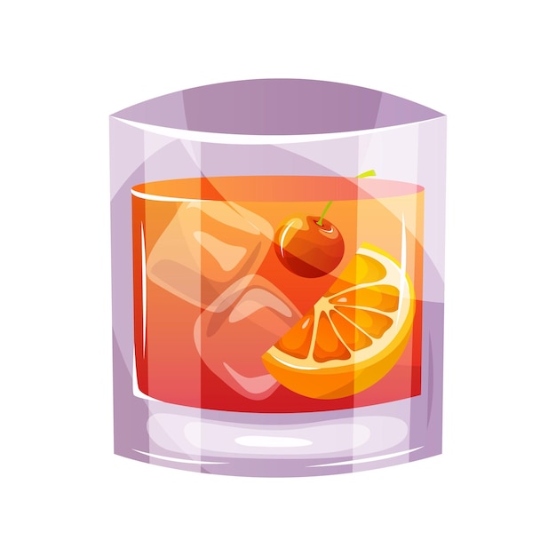 버번 오렌지를 곁들인 구식 클래식 칵테일체리 아이스 이탈리안 아페리티프 칵테일 알코올