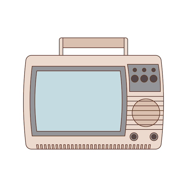 Старомодный телевизор на белом фоне назад к 90-м ностальгия по элементу 1990-х годов ретро стиль