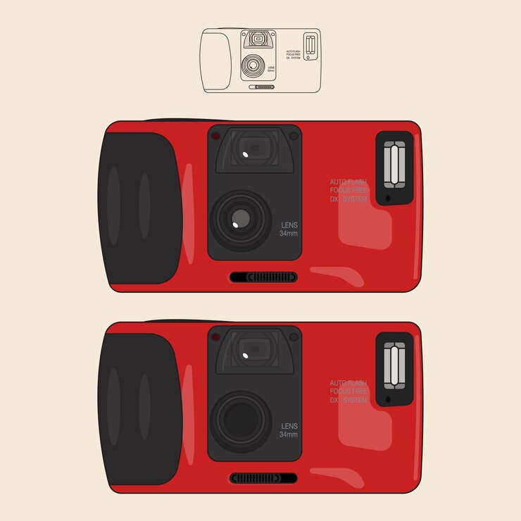 Vector old film camera vector technical illustration 5