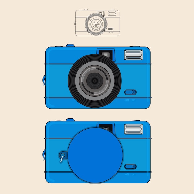 Vector old film camera vector technical illustration 8