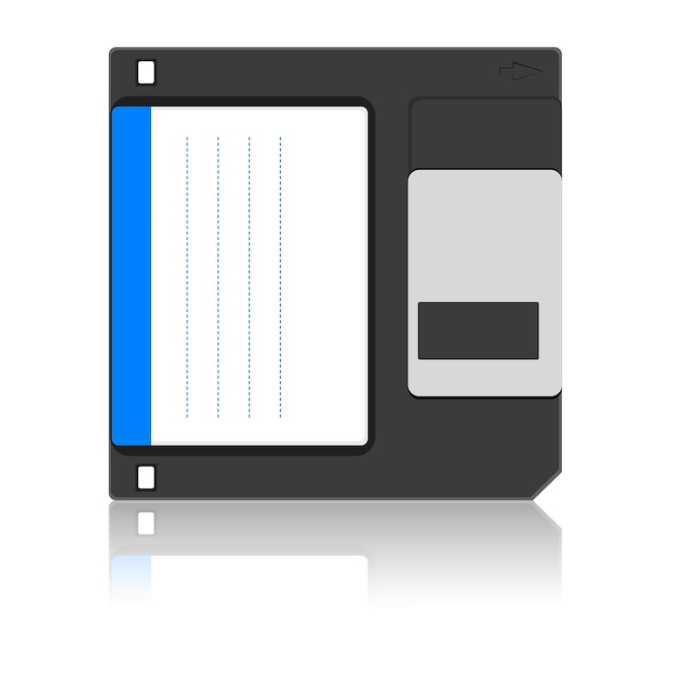 Vector old floppy disc for computer data storage