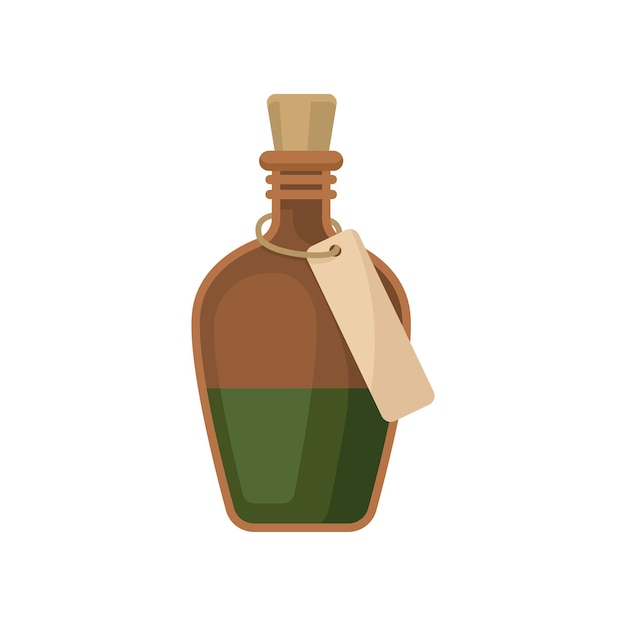 Old glass bottle with with medicine vector Illustration isolated on a white background