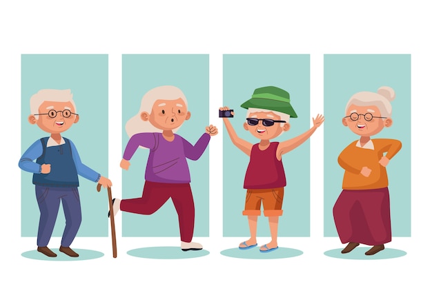 Personaggi anziani attivi del gruppo di persone anziane