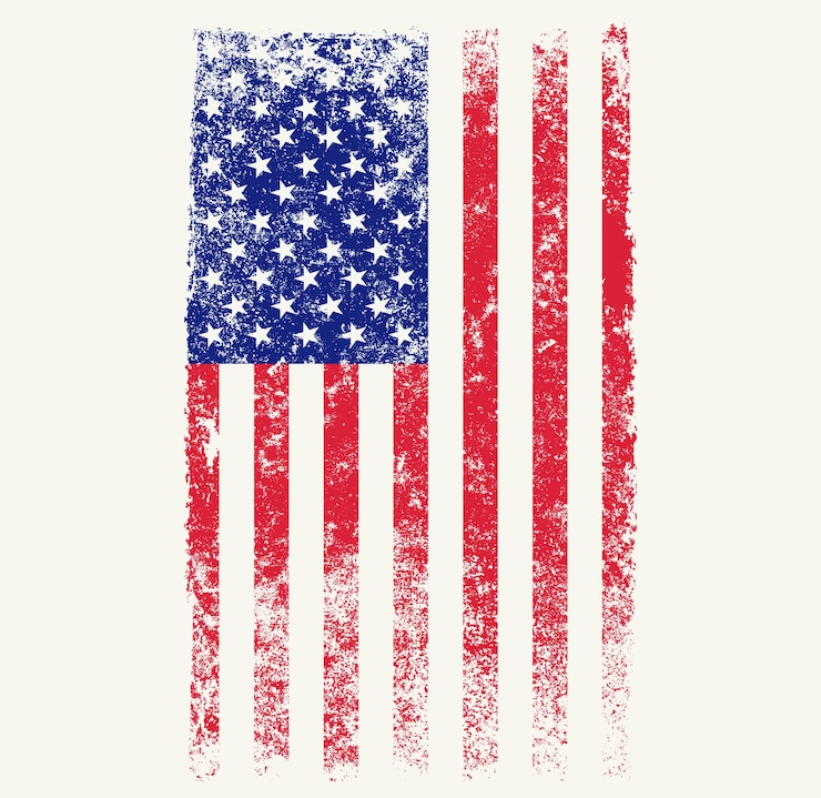Vector old grunge american flag