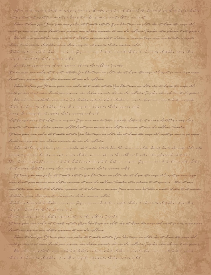 Vector old grungy letter vector background handwriting unreadable lettering on brown parchment retro text