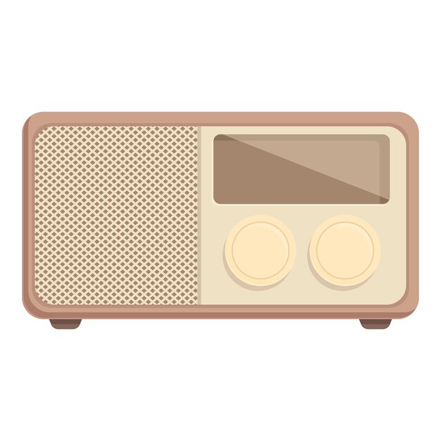 Vector old home radio icon cartoon vector music device stereo device