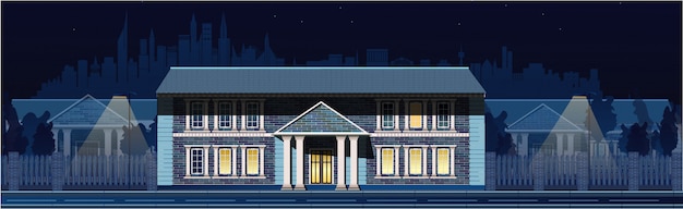 Vector old house night landscape