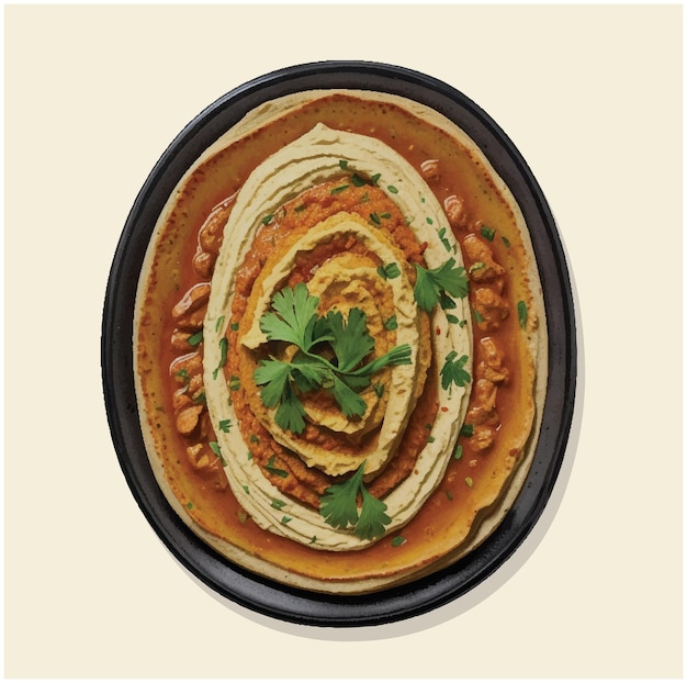 Vettore vecchia illustrazione di un hummus bi tahinah 02