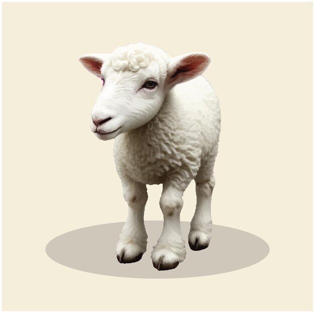 Vector old illustration of a lamb 03