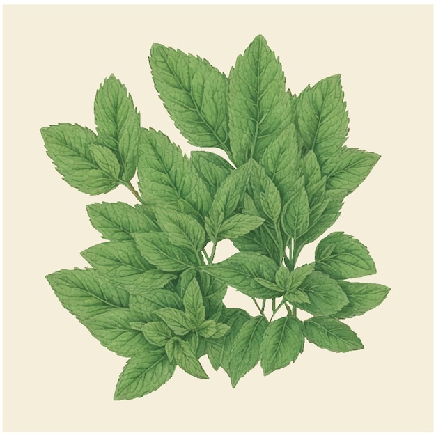 Old illustration of a Mint Leaves 03