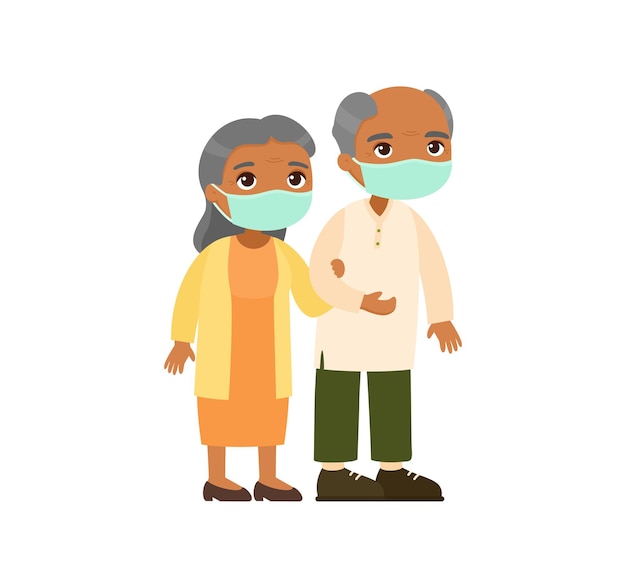 Old  indian  couple in medical masks