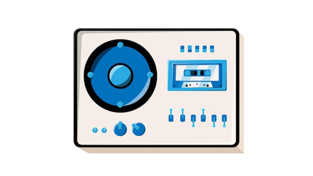 Vector old isometry retro white vintage music cassette tape recorder with magnetic tape on reels and speakers from the 70s 80s 90s beautiful icon vector illustration