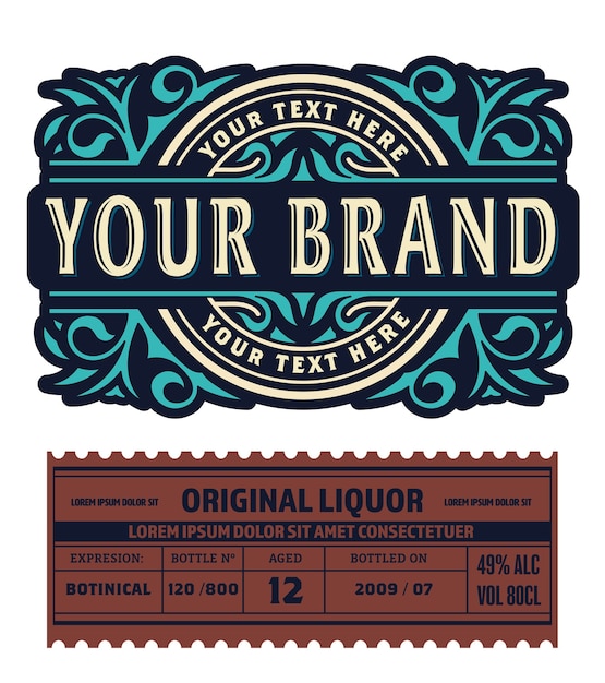 Old label design for Whiskey and Wine label, Restaurant banner, Beer label.