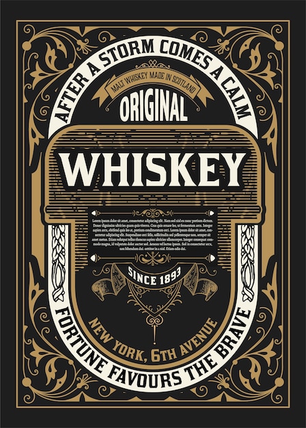 old  label design for whiskey and wine label