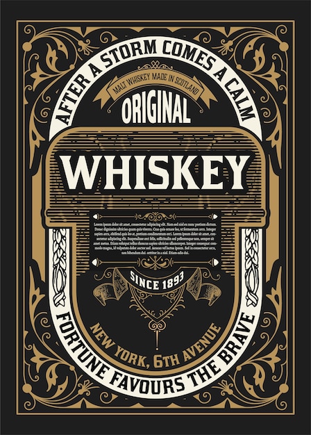 Vector old  label design for whiskey and wine label