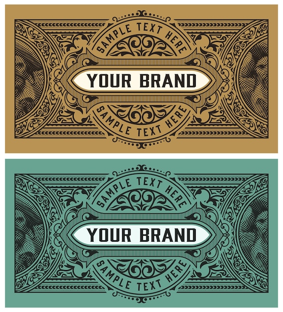 Vector old label with ornate details.