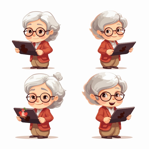 Old lady exploring device screen Grandmother with tablet