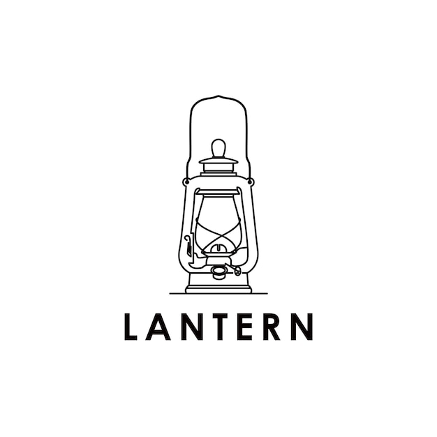 old lantern line art logo design vector