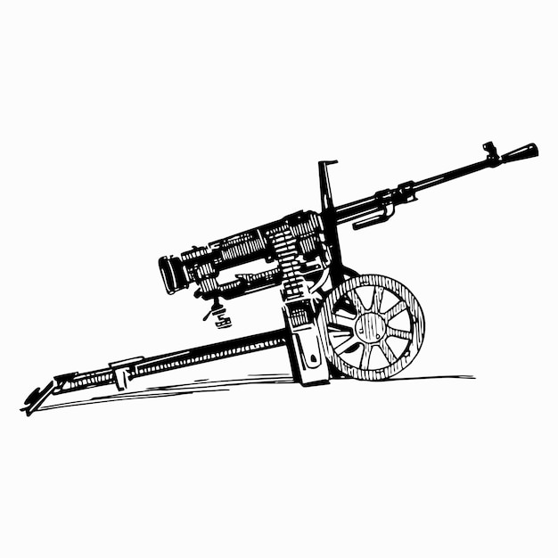 Vector old machine gun