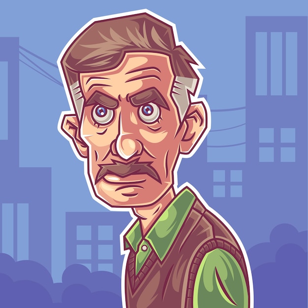 old man avatar cartoon character design graphic