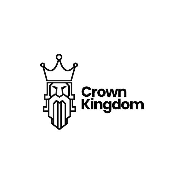 Old man beard king crown logo design