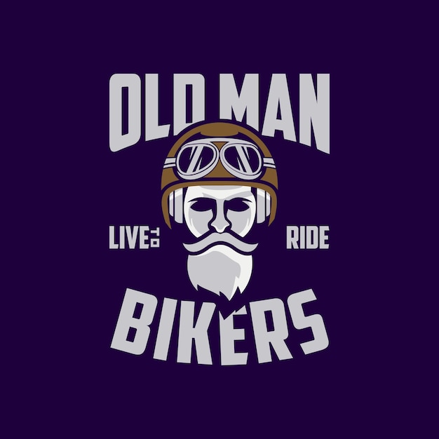 old man bikers logo design