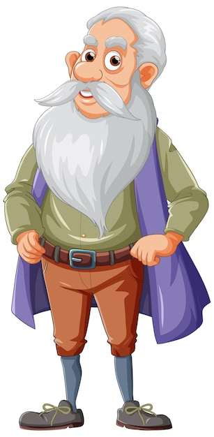 Old man cartoon character with long beard