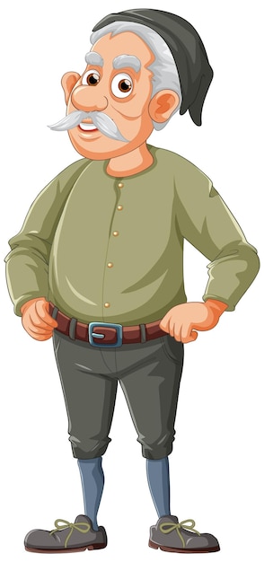 Vector old man cartoon character with mustache