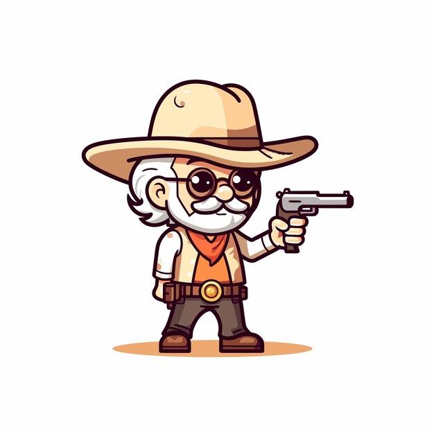 Vector old man cowboy