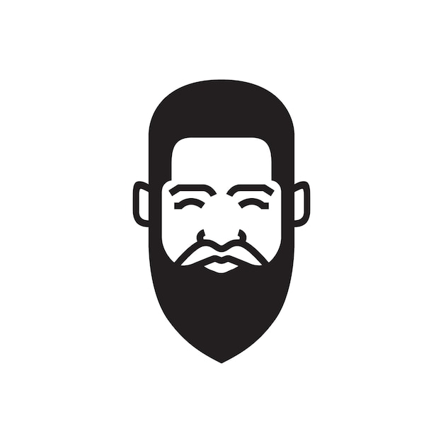 Old man face head bearded fashion hairstyle modern rounded logo design vector